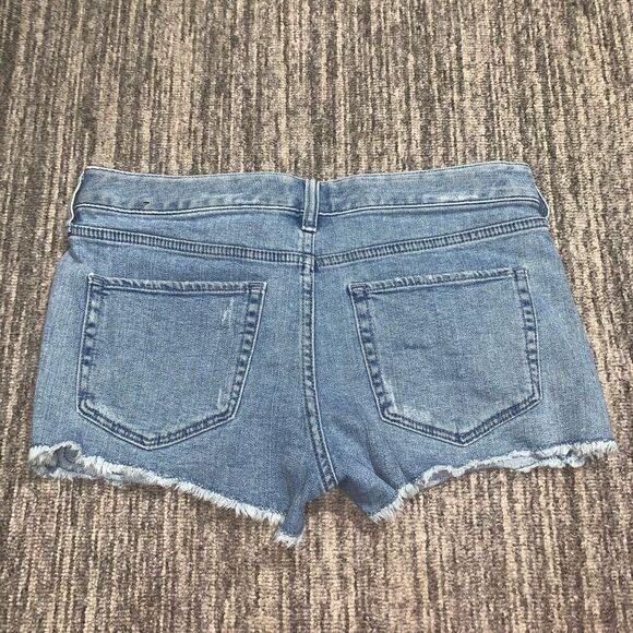 Express Womens 4 Denim Shortie‎ Cut Off Shorts Blue Embroidered Rose Low Rise - Picture 9 of 9